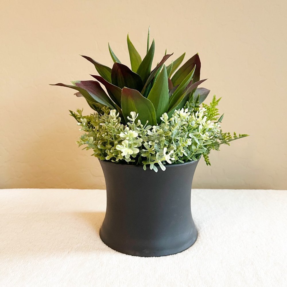 Faux Greens Greenery Tabletop Decor in Gray Pot Fake Plant - Picture 4 of 7